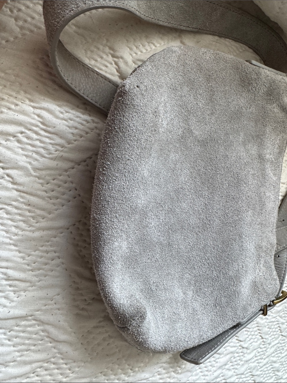 Suede Crossbody Shoulder Bag in Light Gray - Picture 8 of 12